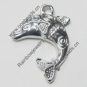 Pendant, Zinc Alloy Jewelry Findings, Dolphin 23x30mm, Sold by Bag  