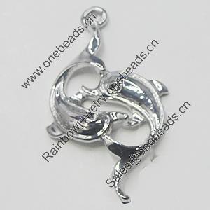 Pendant, Zinc Alloy Jewelry Findings, Dolphin 24x41mm, Sold by Bag  