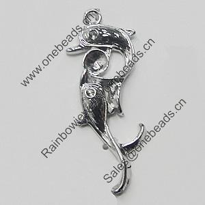 Pendant, Zinc Alloy Jewelry Findings, Dolphin 18x47mm, Sold by Bag  