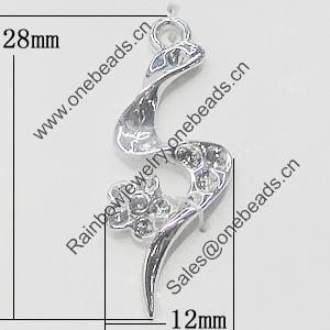 Pendant Setting Zinc Alloy Jewelry Findings, 12x28mm, Sold by Bag  