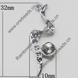 Pendant Setting Zinc Alloy Jewelry Findings, 10x32mm, Sold by Bag  