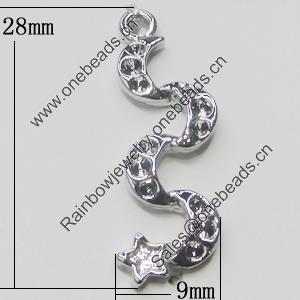 Pendant Setting Zinc Alloy Jewelry Findings, 9x28mm, Sold by Bag  