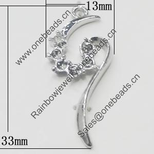 Pendant Setting Zinc Alloy Jewelry Findings, 13x33mm, Sold by Bag  