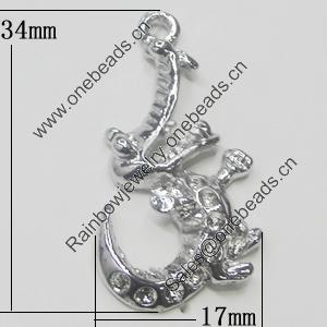 Pendant Setting Zinc Alloy Jewelry Findings, 17x34mm, Sold by Bag  