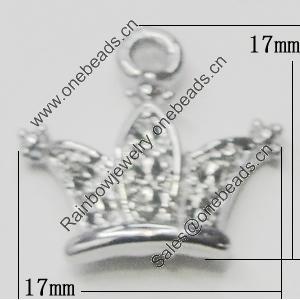 Pendant Setting Zinc Alloy Jewelry Findings, Crown 17x17mm, Sold by Bag  