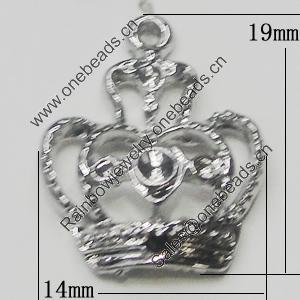 Pendant Setting Zinc Alloy Jewelry Findings, Crown 14x19mm, Sold by Bag  