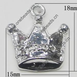 Pendant, Zinc Alloy Jewelry Findings, Crown 15x18mm, Sold by Bag  