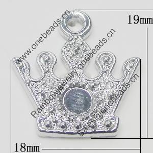 Pendant Setting Zinc Alloy Jewelry Findings, Crown 18x19mm, Sold by Bag  