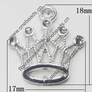 Pendant Setting Zinc Alloy Jewelry Findings, Crown 17x18mm, Sold by Bag  
