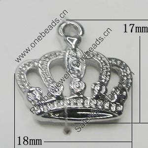 Pendant, Zinc Alloy Jewelry Findings, Crown 18x17mm, Sold by Bag  