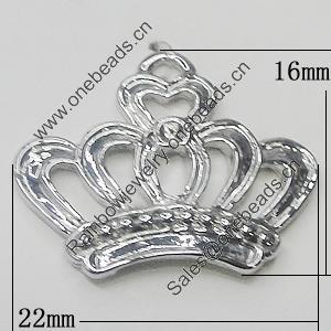 Pendant, Zinc Alloy Jewelry Findings, Crown 22x16mm, Sold by Bag  