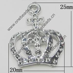 Pendant Setting Zinc Alloy Jewelry Findings, Crown 20x25mm, Sold by Bag  
