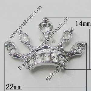Pendant Setting Zinc Alloy Jewelry Findings, Crown 22x14mm, Sold by Bag  