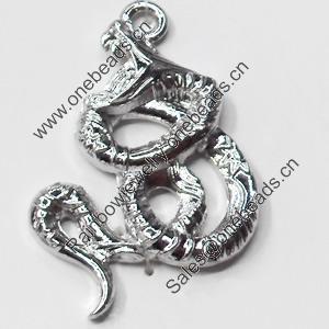 Pendant, Zinc Alloy Jewelry Findings, Snake, 24x32mm, Sold by Bag  