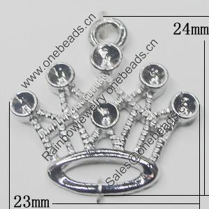 Pendant Setting Zinc Alloy Jewelry Findings, Crown 23x24mm, Sold by Bag  
