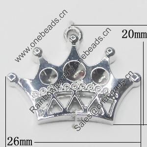 Pendant Setting Zinc Alloy Jewelry Findings, Crown 26x20mm, Sold by Bag  