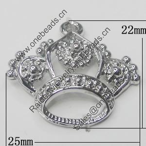 Pendant, Zinc Alloy Jewelry Findings, Crown 25x22mm, Sold by Bag  