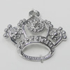 Pendant, Zinc Alloy Jewelry Findings, Crown 25x22mm, Sold by Bag  