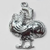 Pendant, Zinc Alloy Jewelry Findings, Rooster, 28x38mm, Sold by Bag