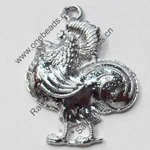Pendant, Zinc Alloy Jewelry Findings, Rooster, 28x38mm, Sold by Bag