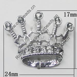 Pendant Setting Zinc Alloy Jewelry Findings, Crown 24x17mm, Sold by Bag  