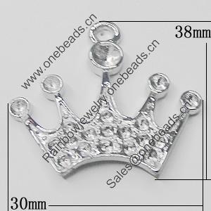 Pendant Setting Zinc Alloy Jewelry Findings, Crown 30x38mm, Sold by Bag  