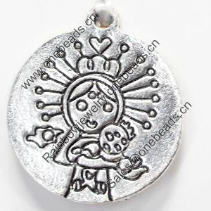 Pendant, Zinc Alloy Jewelry Findings, 24x28mm, Sold by Bag  