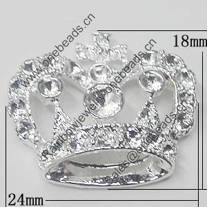 Pendant Setting Zinc Alloy Jewelry Findings, Crown 24x18mm, Sold by Bag  