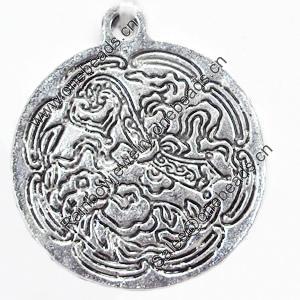 Pendant, Zinc Alloy Jewelry Findings, 33x38mm, Sold by Bag  