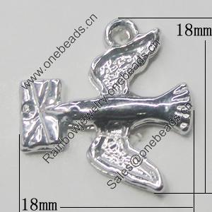 Pendant, Zinc Alloy Jewelry Findings, Bird 18x18mm, Sold by Bag  