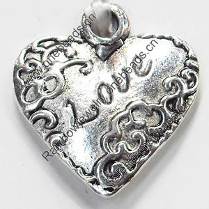 Pendant, Zinc Alloy Jewelry Findings, Heart, 18x20mm, Sold by Bag  