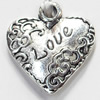 Pendant, Zinc Alloy Jewelry Findings, Heart, 18x20mm, Sold by Bag  