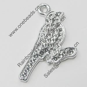 Pendant Setting Zinc Alloy Jewelry Findings, Bird 19x26mm, Sold by Bag  