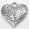 Pendant, Zinc Alloy Jewelry Findings, Heart, 27x26mm, Sold by Bag  