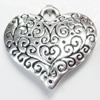 Pendant, Zinc Alloy Jewelry Findings, Heart, 27x26mm, Sold by Bag  