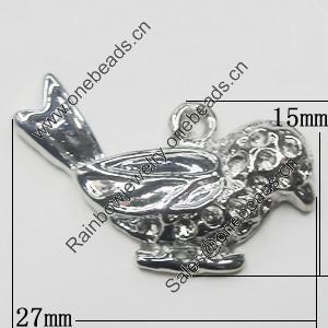 Pendant Setting Zinc Alloy Jewelry Findings, Bird 27x15mm, Sold by Bag  