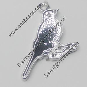 Pendant, Zinc Alloy Jewelry Findings, Bird 15x29mm, Sold by Bag  