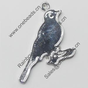 Pendant, Zinc Alloy Jewelry Findings, Bird 25x39mm, Sold by Bag  