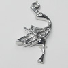 Pendant, Zinc Alloy Jewelry Findings, Bird 20x34mm, Sold by Bag  