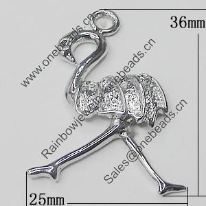 Pendant, Zinc Alloy Jewelry Findings, Bird 25x36mm, Sold by Bag  
