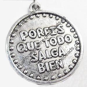 Pendant, Zinc Alloy Jewelry Findings, 28x32mm, Sold by Bag  