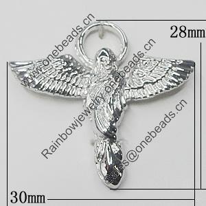 Pendant, Zinc Alloy Jewelry Findings, Bird 30x28mm, Sold by Bag  