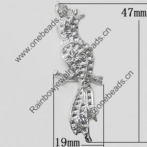 Pendant Setting Zinc Alloy Jewelry Findings, Bird 19x47mm, Sold by Bag  