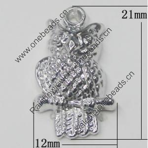 Pendant, Zinc Alloy Jewelry Findings, Bird 12x21mm, Sold by Bag  