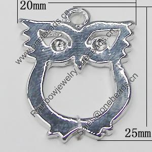 Pendant, Zinc Alloy Jewelry Findings, Bird 20x25mm, Sold by Bag  