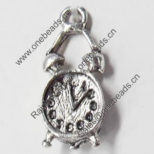 Pendant, Zinc Alloy Jewelry Findings, Clock，8x18mm, Sold by Bag  