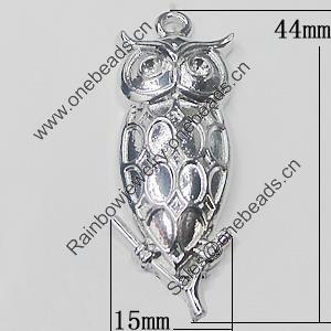 Pendant, Zinc Alloy Jewelry Findings, Bird 15x44mm, Sold by Bag  