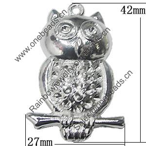 Pendant Setting Zinc Alloy Jewelry Findings, Bird 27x42mm, Sold by Bag  