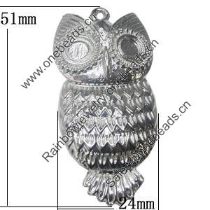 Pendant, Zinc Alloy Jewelry Findings, Bird 24x51mm, Sold by Bag  