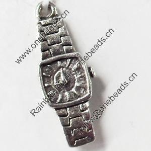 Pendant, Zinc Alloy Jewelry Findings, Watch, 8x23mm, Sold by Bag  